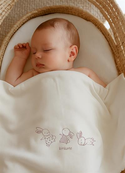 Organik New Basic Tek Kat Battaniye Ekru