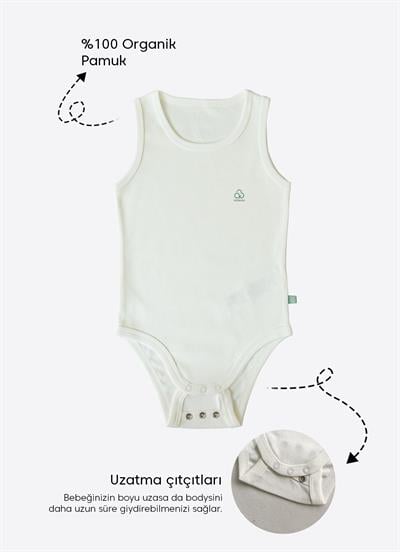 Organik New Basic Uzayan Atlet Body Bebek Boy Ekru