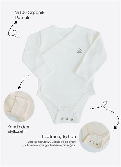 Organik New Basic Uzayan Kruvaze Uzun Kol Body Ekru