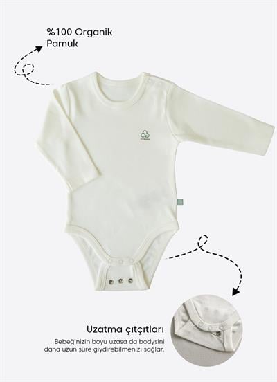 Organik New Basic Uzayan Uzun Kol Body Ekru