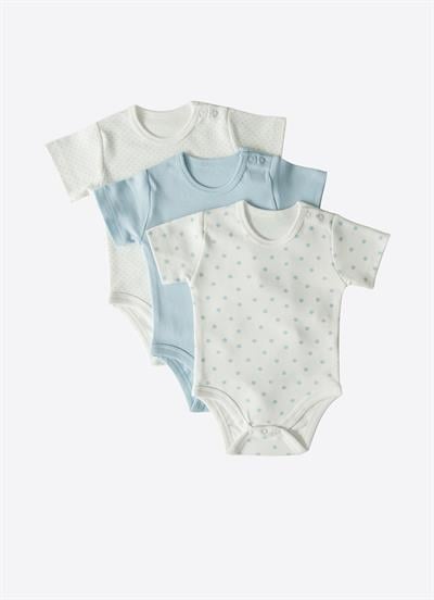 Organik New Dreams 3lü Kısa Kol Body Mavi