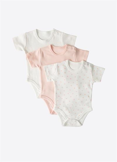 Organik New Dreams 3lü Kısa Kol Body Pembe