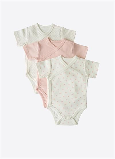Organik New Dreams 3lü Kısa Kol Kruvaze Body Pembe