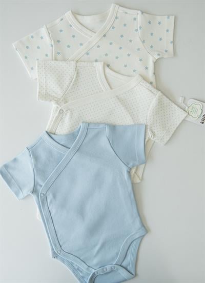 Organik New Dreams 3lü Kısa Kol Kruvaze Body Mavi