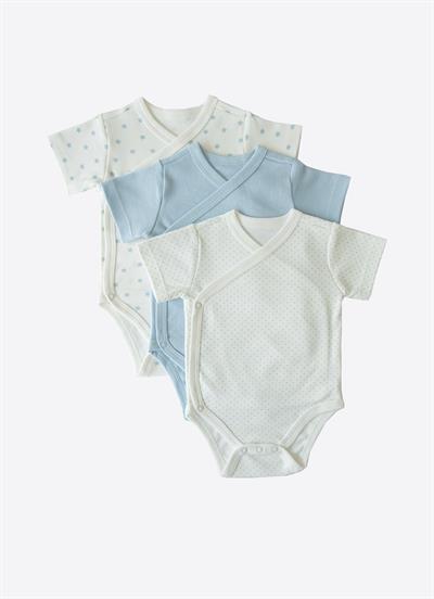 Organik New Dreams 3lü Kısa Kol Kruvaze Body Mavi