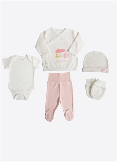 Organik New Dreams 5li  Zıbın Set Pembe