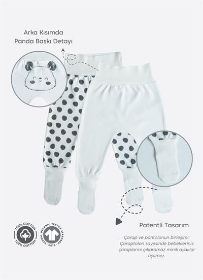 Organik Panda 2li Çoraptolon Ekru