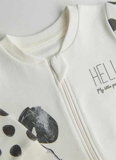 Organik Panda Fermuarlı Tulum Ekru