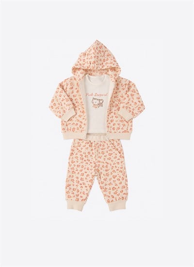 Organik Pink Leopard 3lü Takım Natural
