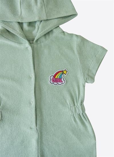 Organik Premium Kız Havlu Plaj Elbisesi Yeşil