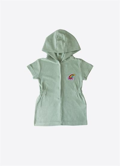 Organik Premium Kız Havlu Plaj Elbisesi Yeşil