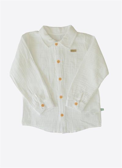 Organik Puka Müslin Gömlek Beyaz