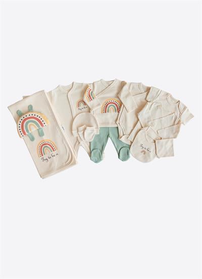 Organik Rainbow 12li Hastane Çıkış Seti Yeşil