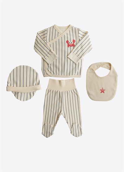 Organik Red Crab 4lü Hastane Çıkış Seti Natural