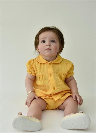 Organik Rita Müslin Topdonlu 2li Takım Sarı