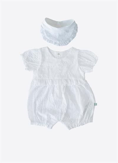 Organik Rita Saç Bantlı Şort Tulum Beyaz