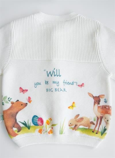 Organik Rosy Triko Hırka Ekru