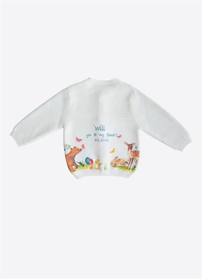 Organik Rosy Triko Hırka Ekru