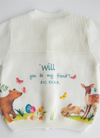 Organik Rosy Triko Hırka Natural