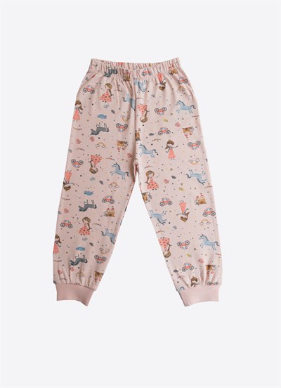 Organik Sage 2li Pijama Takımı Pembe