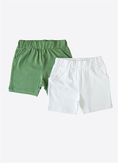 Organik Saurus 2li Şort Beyaz Yeşil