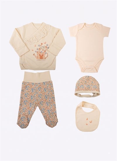 Organik Secret Bunny 5li Hastane Çıkış Seti Natural