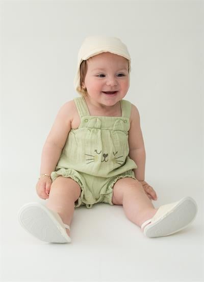 Organik Suso Müslin Şort Tulum Yeşil