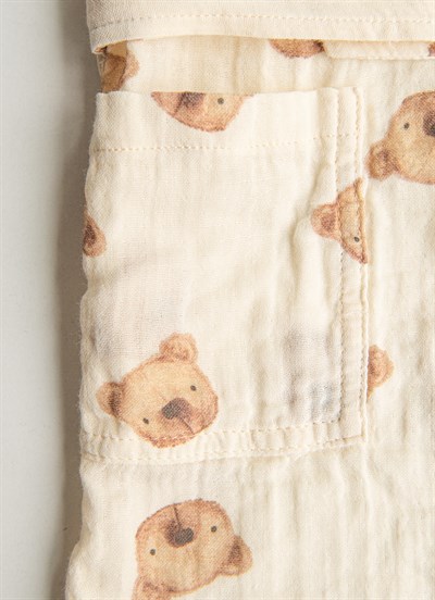 Organik Teddy Bear Müslin Bornoz Natural