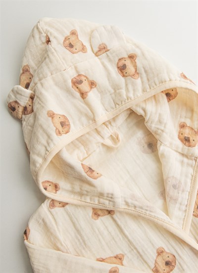 Organik Teddy Bear Müslin Bornoz Natural