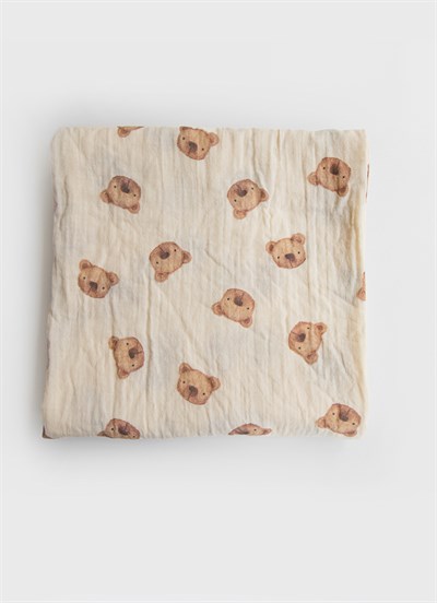 Organik Tedy Bear Müslin Battaniye Natural