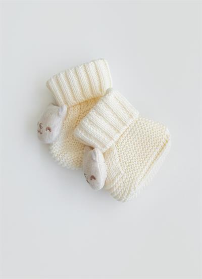 Organik Triko Figürli Patik Natural Rakun