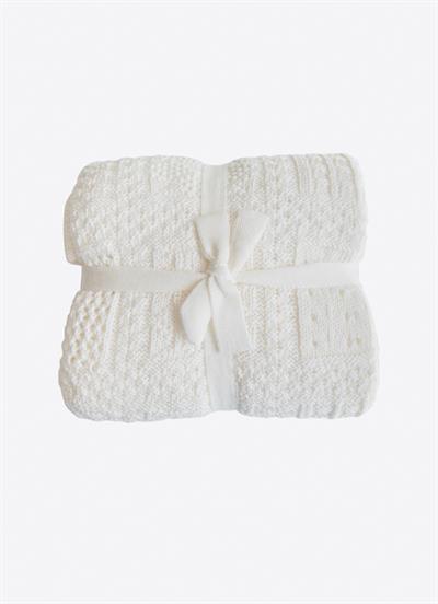 Organik Triko Panel Battaniye Ekru