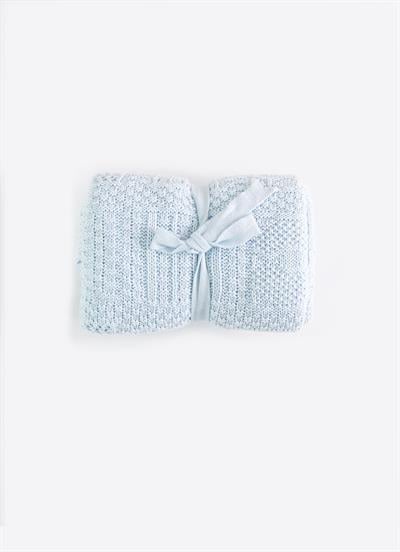 Organik Triko Panel Battaniye Mavi