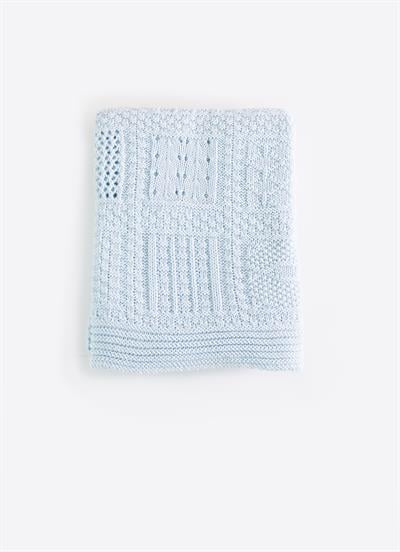 Organik Triko Panel Battaniye Mavi