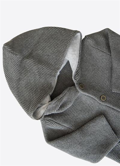 Organik Triko Tanton Hırka Koyu Gri Melanj