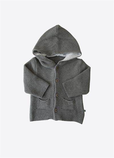 Organik Triko Tanton Hırka Koyu Gri Melanj