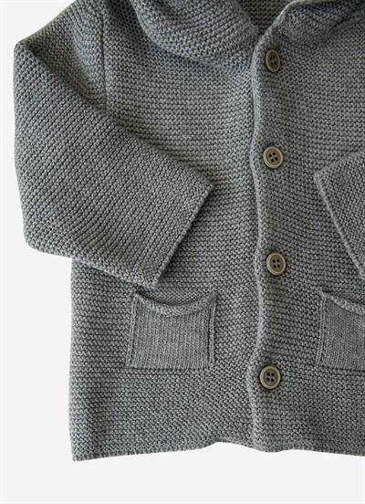 Organik Triko Tanton Hırka Koyu Gri Melanj