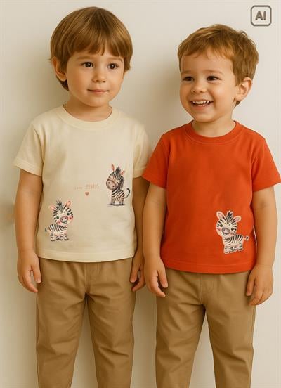 Organik Zebras 2li T-Shirt Natural