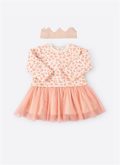 Pink Leopard Saç Bantlı Elbise Pembe