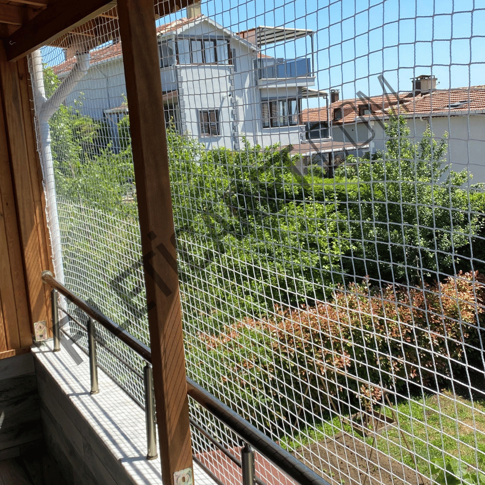 Balkon Kedi Filesi (Kare) - Overloklu - 5x5 gözenek - 4mm kalınlık
