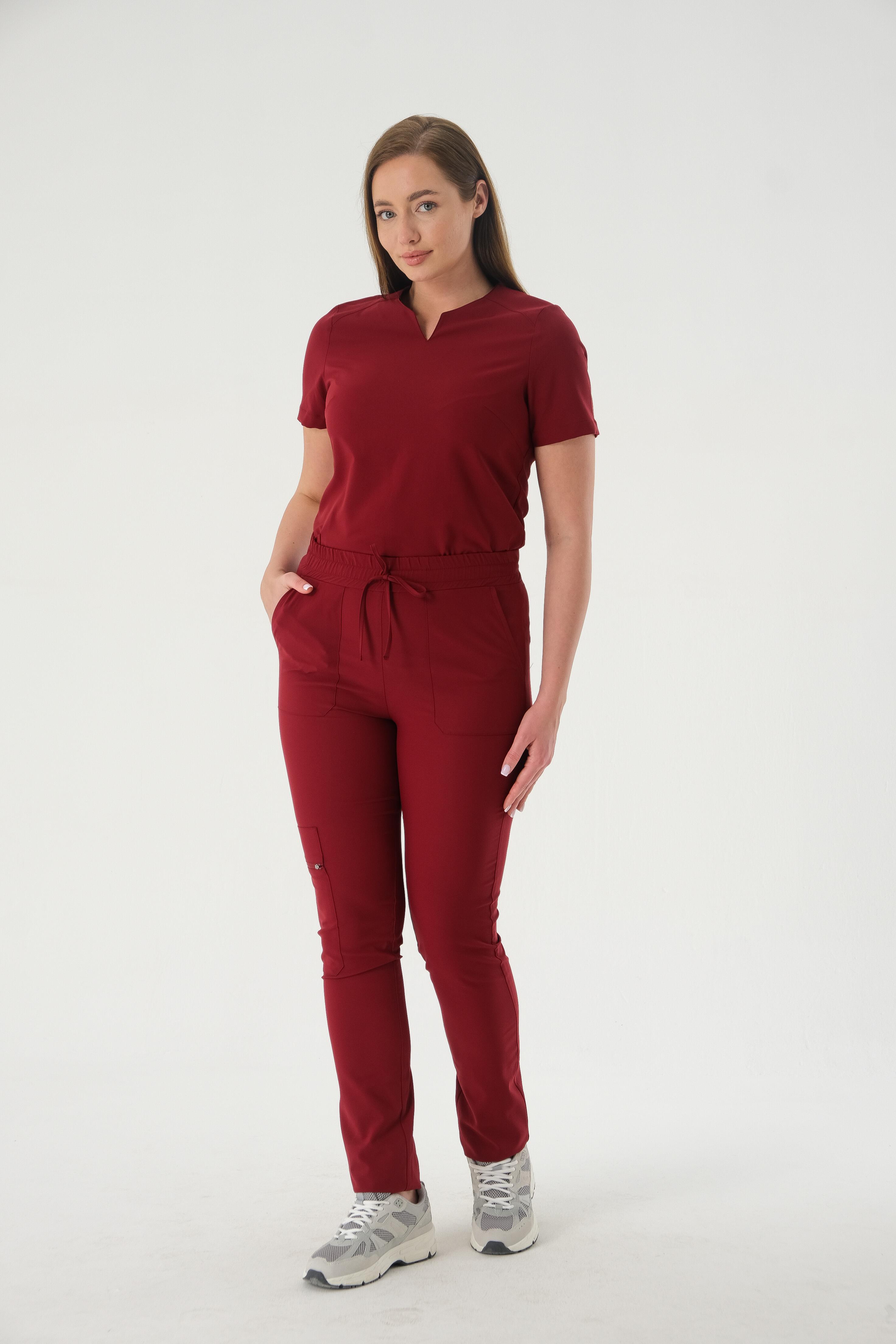 Premium ASEL798-PERLA926A Kadın Cerrahi Takım - Bordo