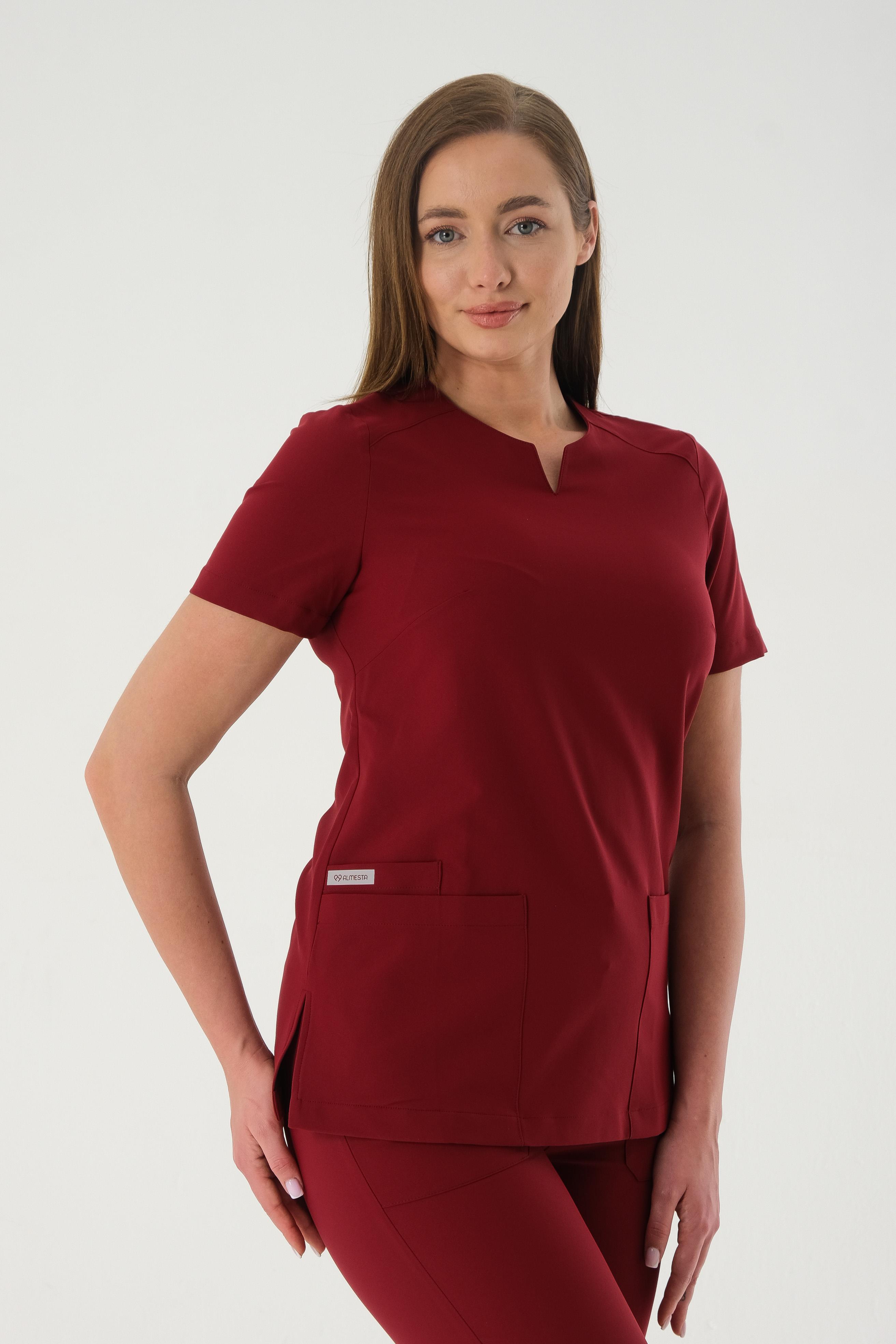 Premium ASEL798-PERLA926A Kadın Cerrahi Takım - Bordo