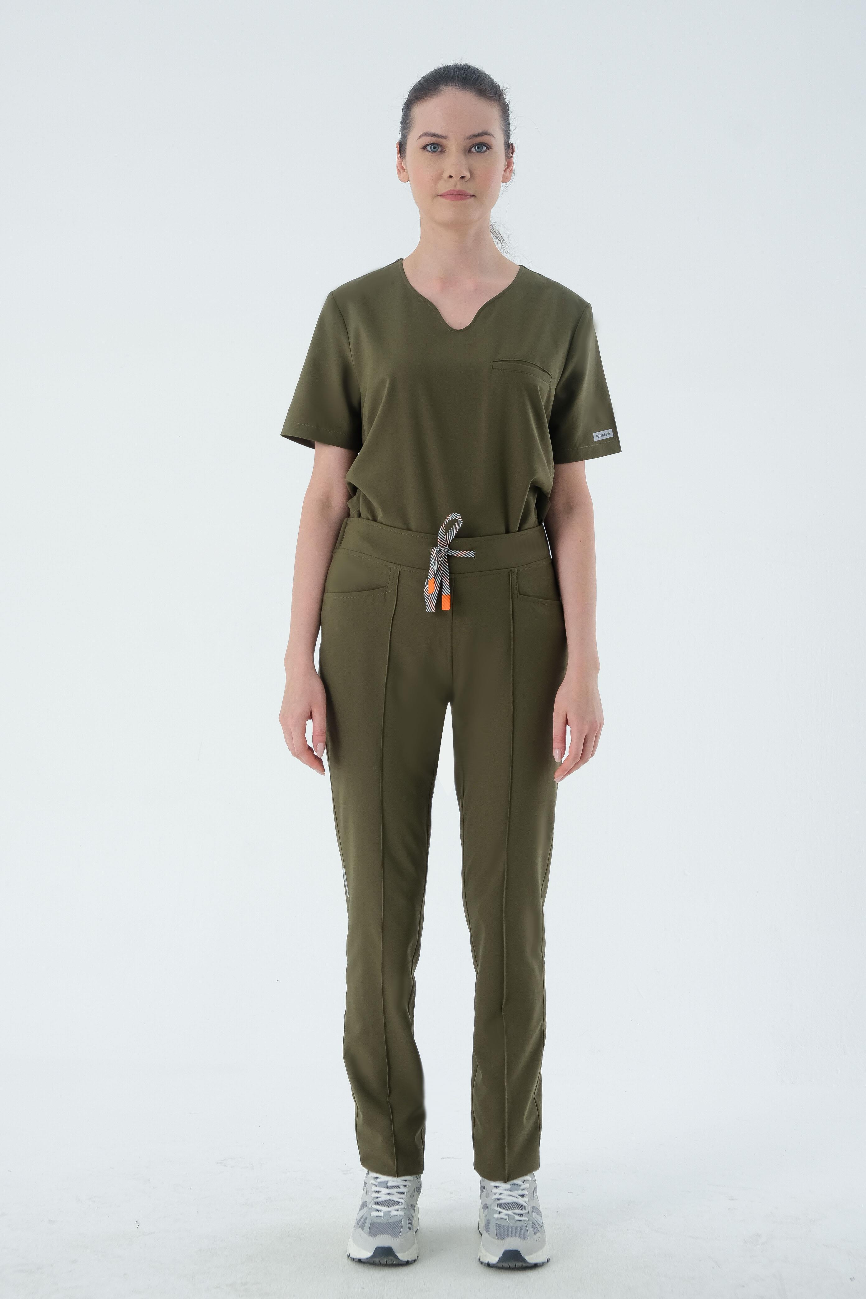 Premium HILLS Cerrahi Pantolon - Haki Yeşil