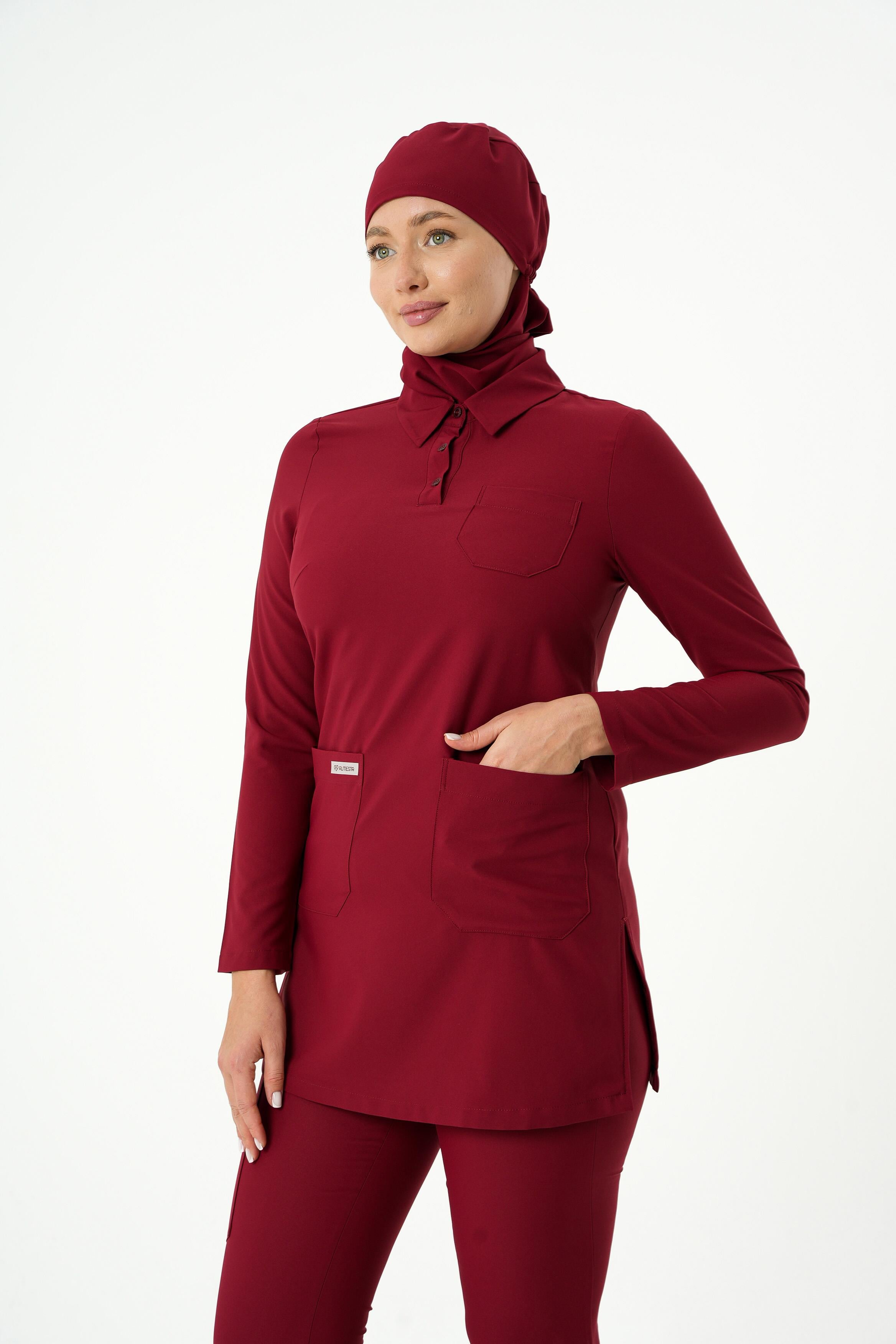 Premium LİLLİA Cerrahi Tesettür Üst - Bordo