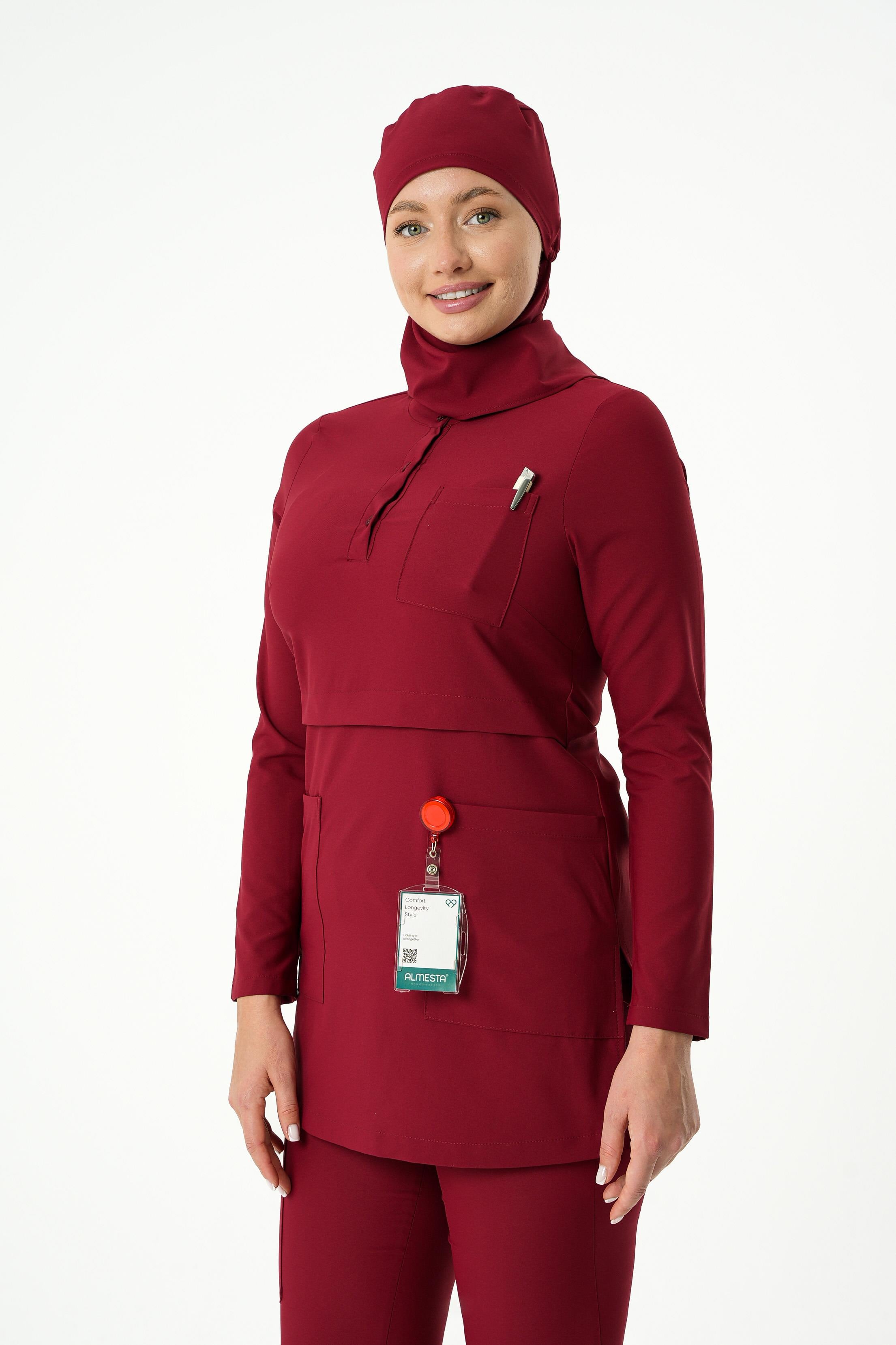 Premium LULU Cerrahi Tesettür Üst - Bordo