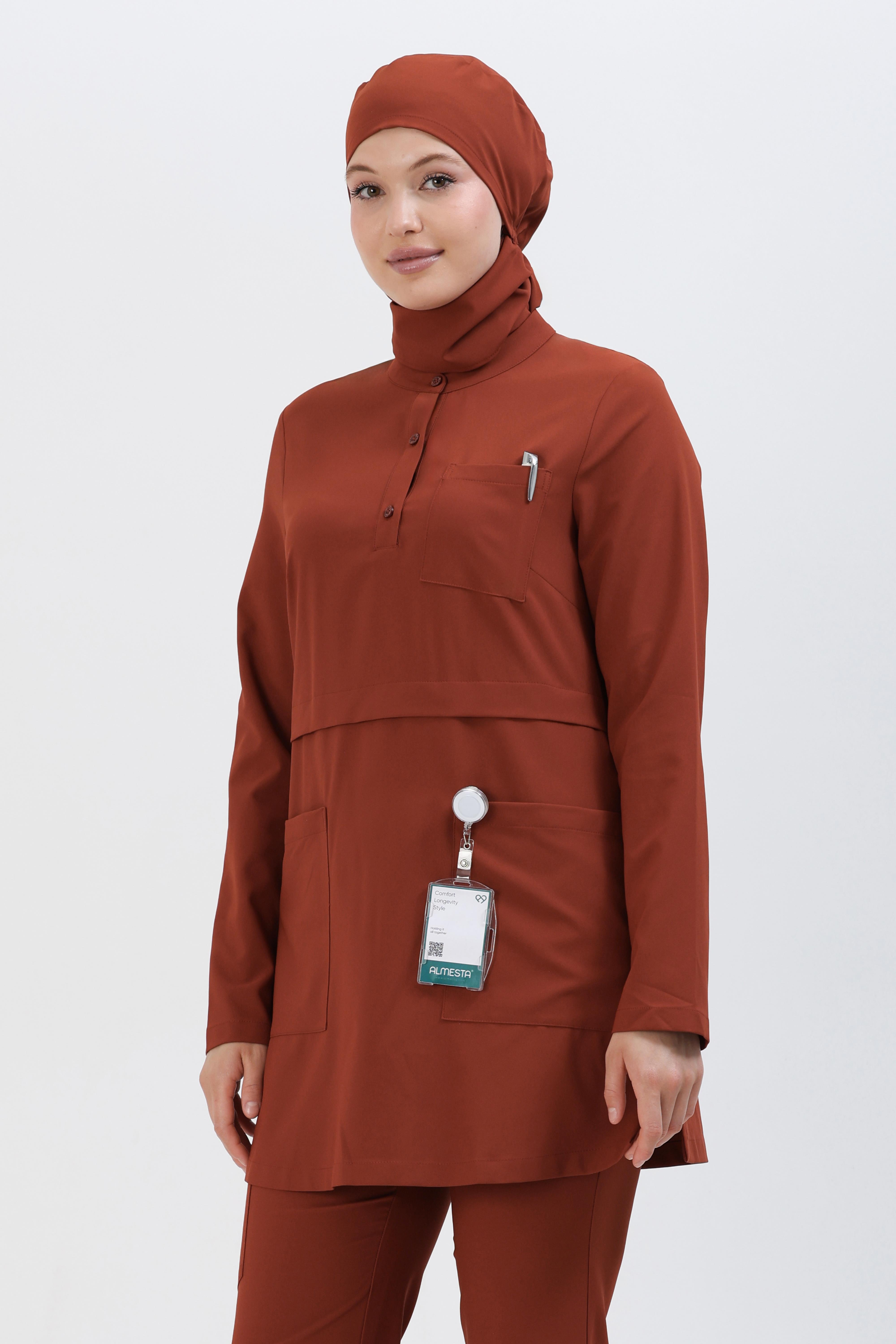Premium LULU Cerrahi Tesettür Üst - Kiremit