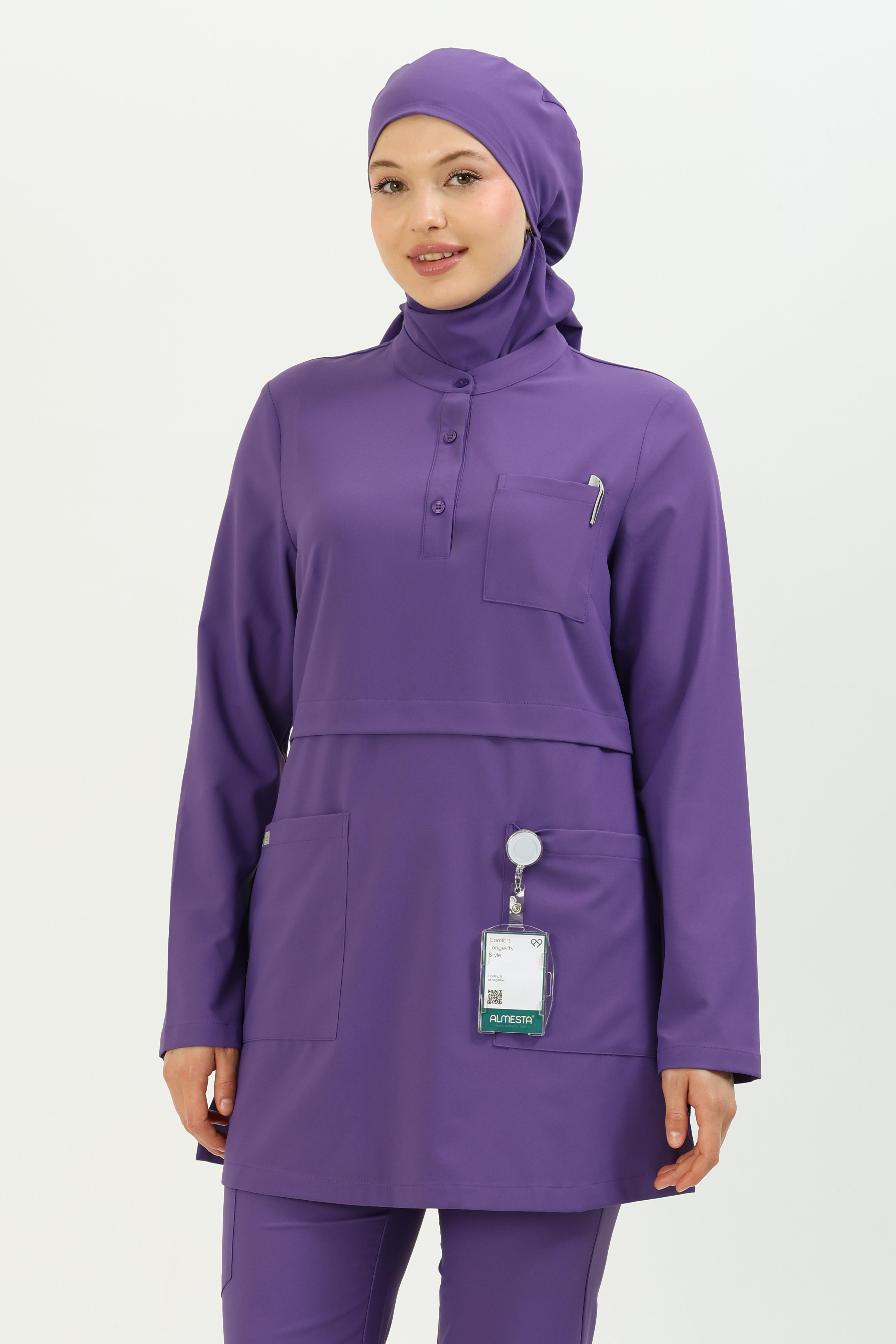 Premium LULU Cerrahi Tesettür Üst - Mor