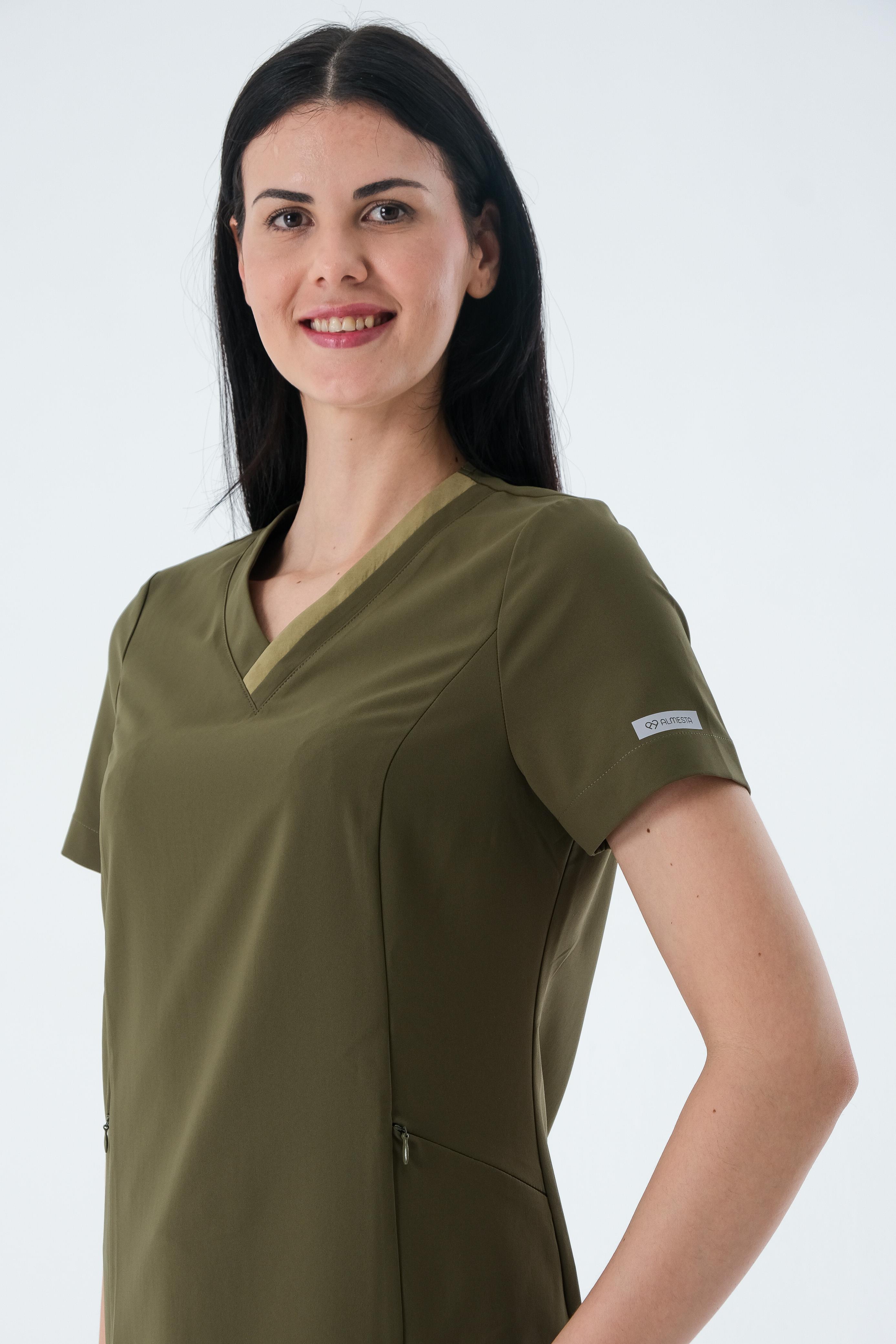 Premium NICOLA MED Cerrahi Üst - Haki