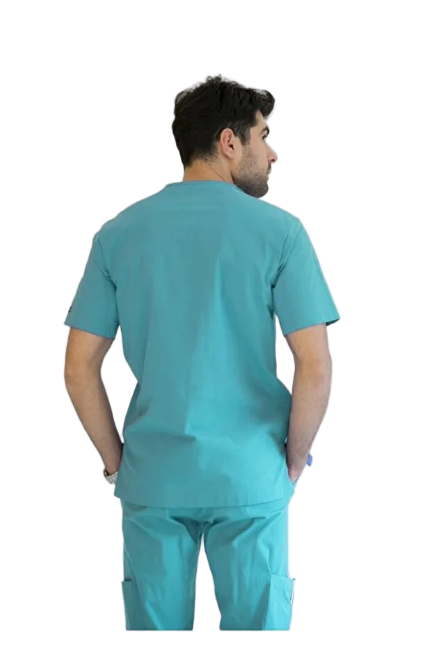 OCEAN - Zarf Yaka Likralı Doktor-Hemşire Cerrahi Takım - Turkuaz Yeşili