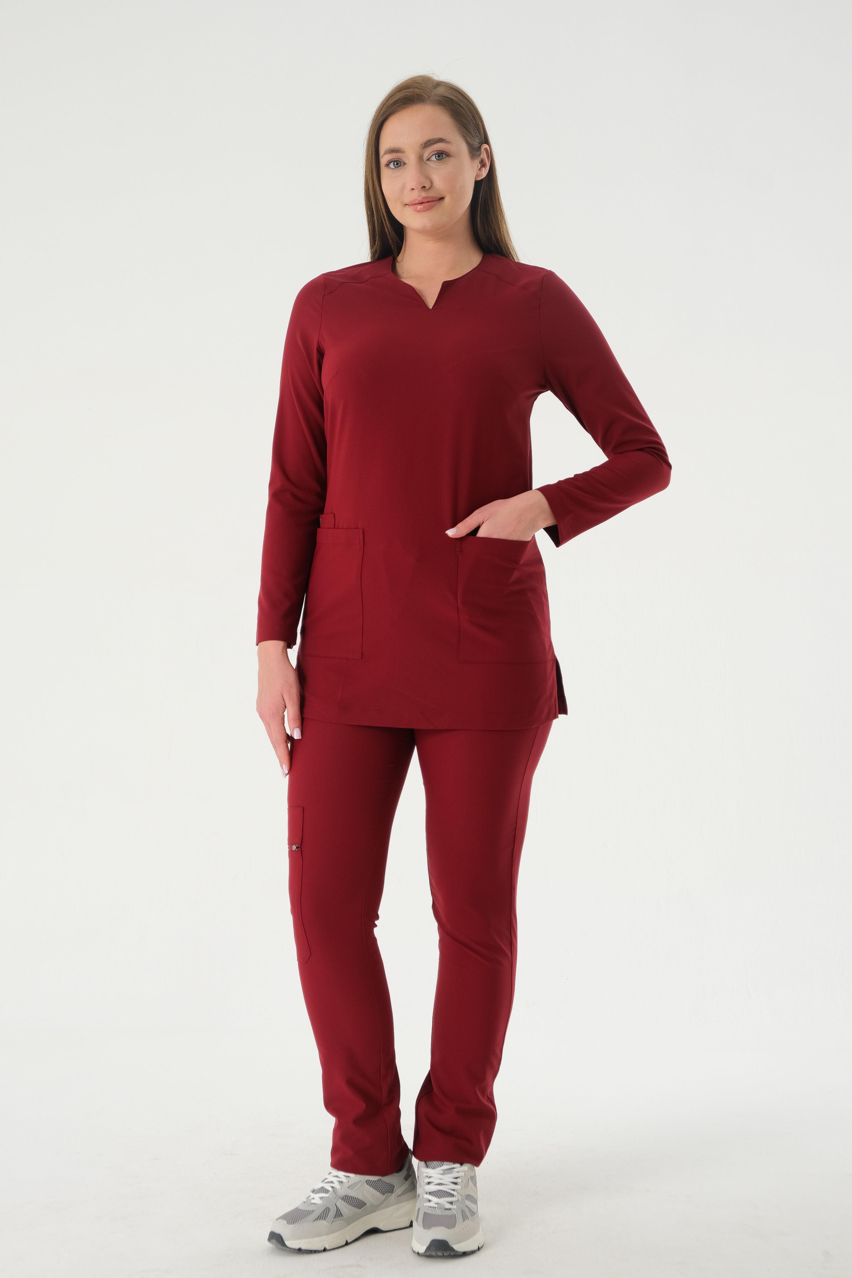Premium PERLA 926 Cerrahi Tesettür Üst - Bordo
